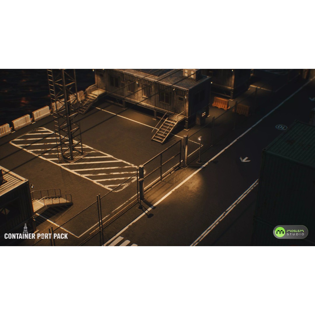 Realistic Modular Container Port 3D Model – Low Poly Game Asset, FBX - View 15