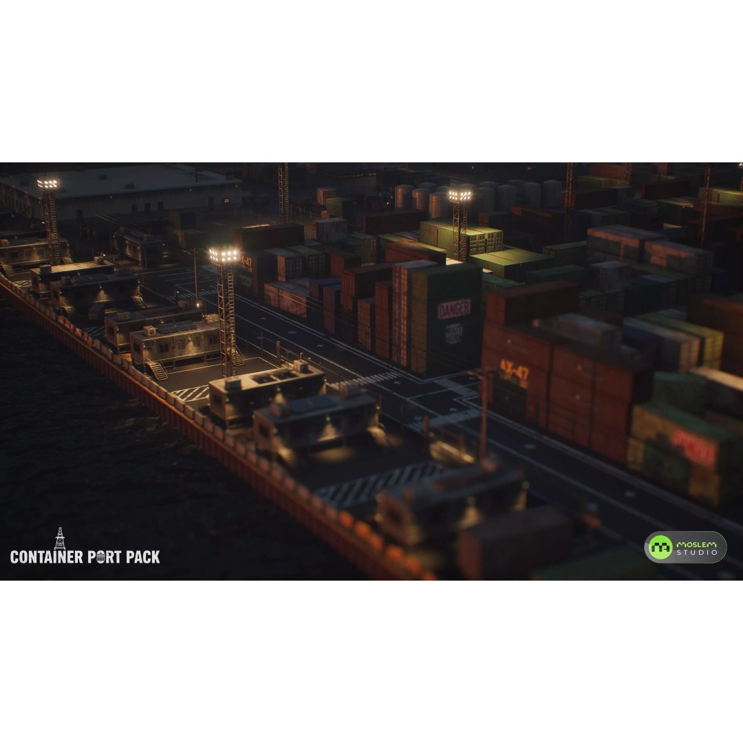 Realistic Modular Container Port 3D Model – Low Poly Game Asset, FBX - View 16