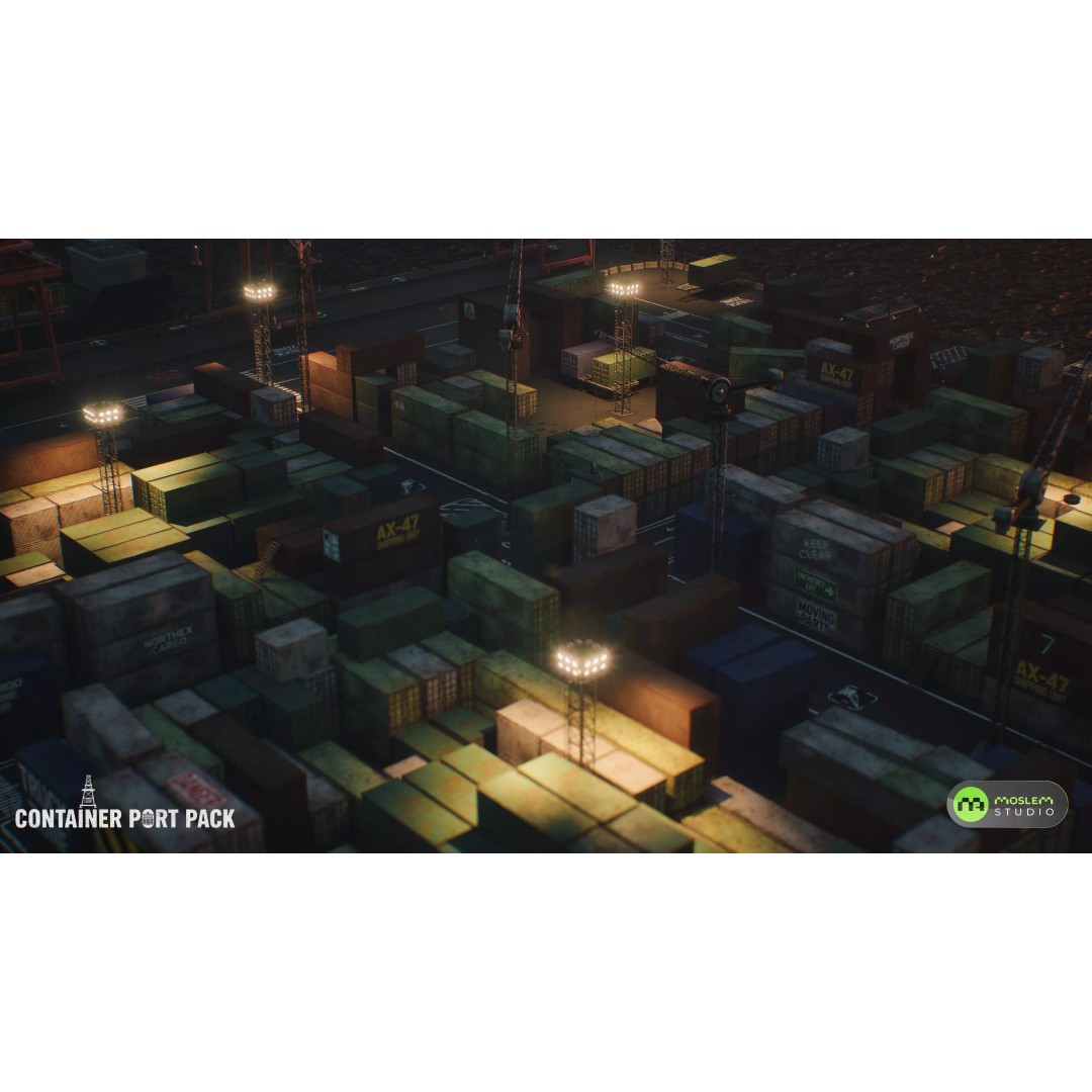 Realistic Modular Container Port 3D Model – Low Poly Game Asset, FBX - View 23