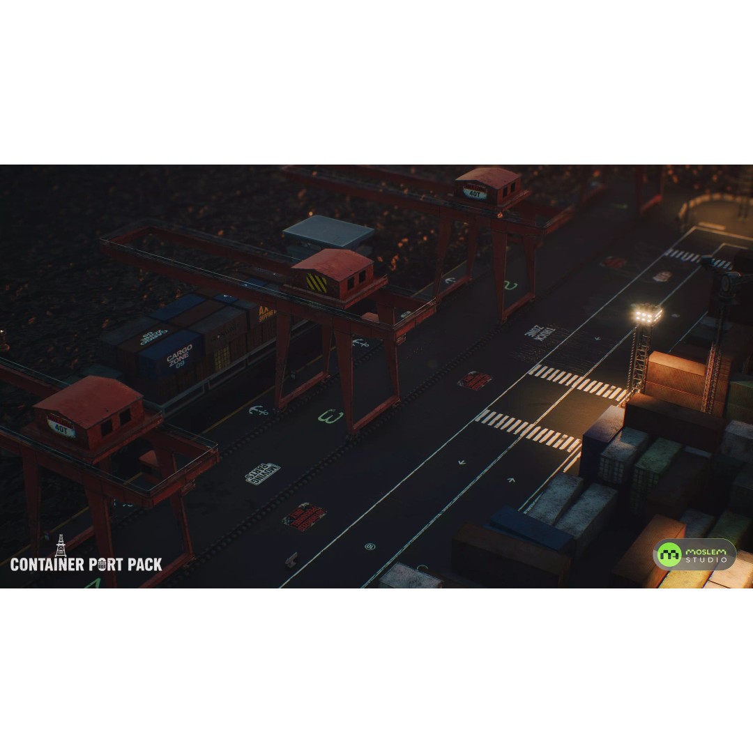 Realistic Modular Container Port 3D Model – Low Poly Game Asset, FBX - View 24