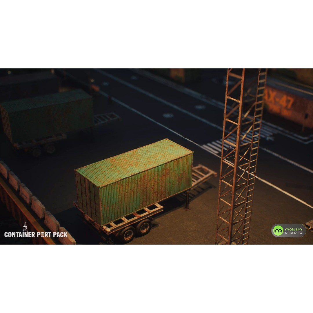 Realistic Modular Container Port 3D Model – Low Poly Game Asset, FBX - View 26