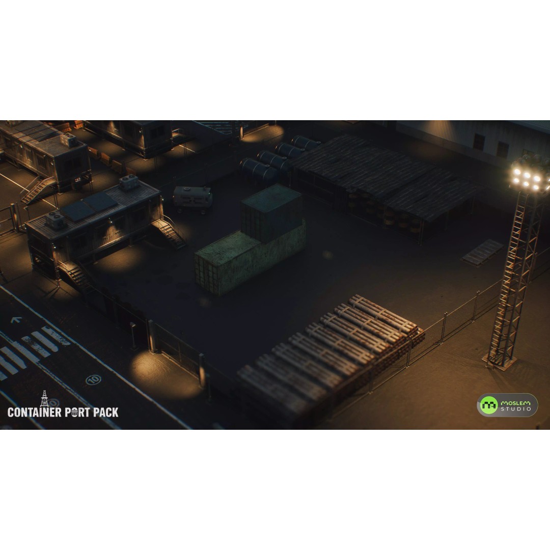 Realistic Modular Container Port 3D Model – Low Poly Game Asset, FBX - View 27