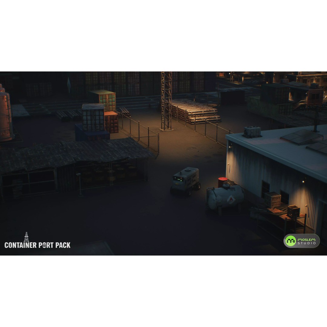 Realistic Modular Container Port 3D Model – Low Poly Game Asset, FBX - View 28