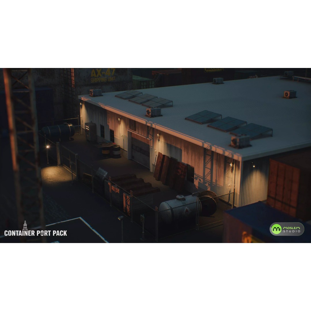 Realistic Modular Container Port 3D Model – Low Poly Game Asset, FBX - View 29