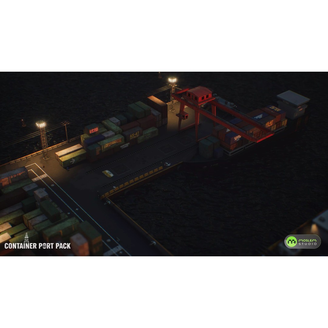 Realistic Modular Container Port 3D Model – Low Poly Game Asset, FBX - View 30