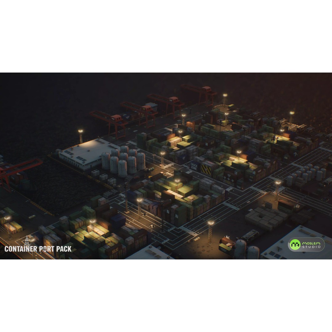 Realistic Modular Container Port 3D Model – Low Poly Game Asset, FBX - View 31