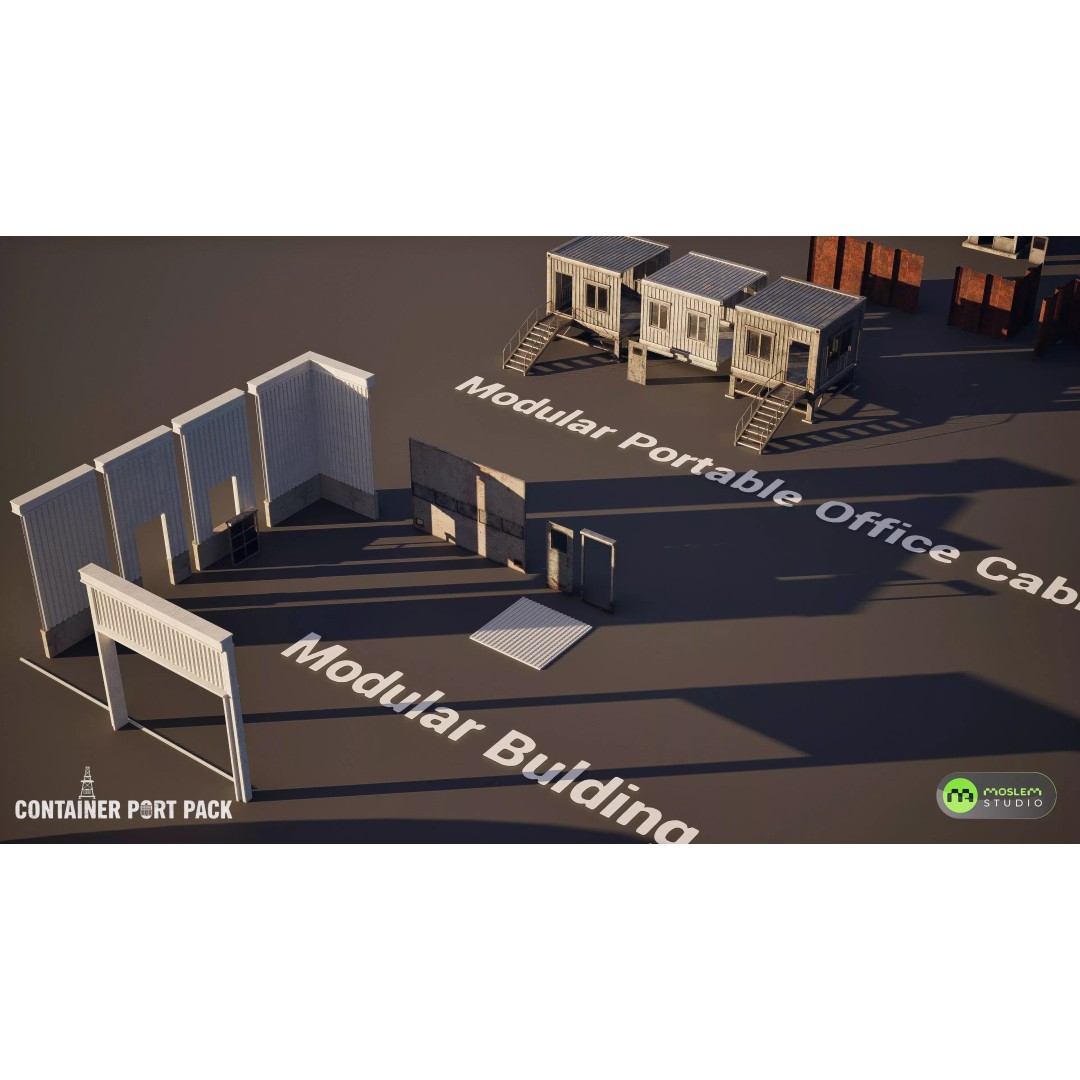 Realistic Modular Container Port 3D Model – Low Poly Game Asset, FBX - View 34