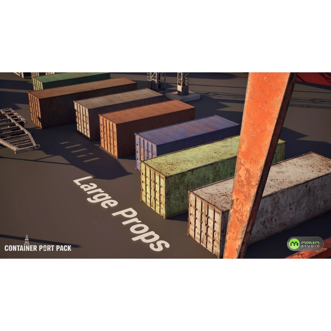 Realistic Modular Container Port 3D Model – Low Poly Game Asset, FBX - View 35