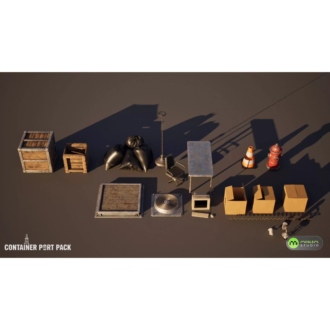 Realistic Modular Container Port 3D Model – Low Poly Game Asset, FBX - View 38