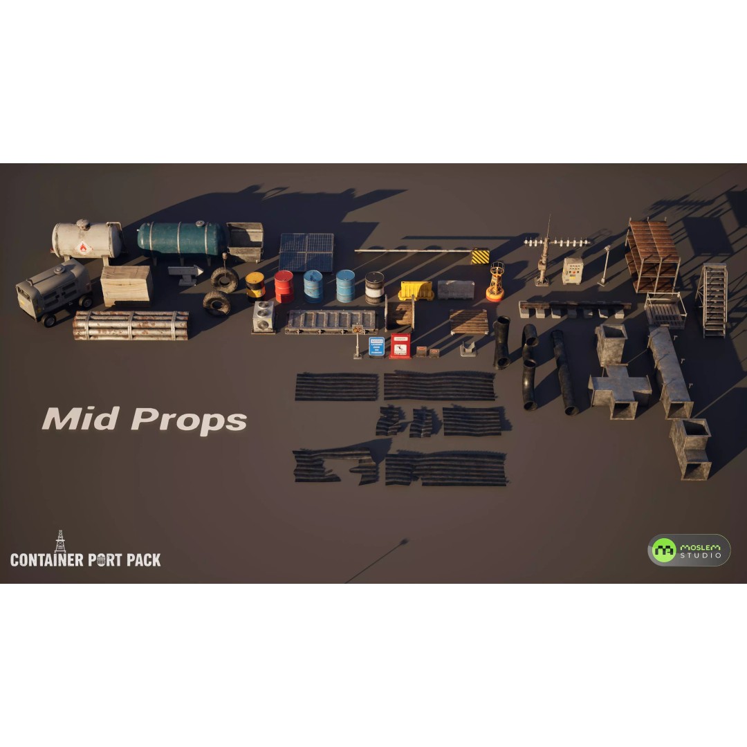 Realistic Modular Container Port 3D Model – Low Poly Game Asset, FBX - View 39