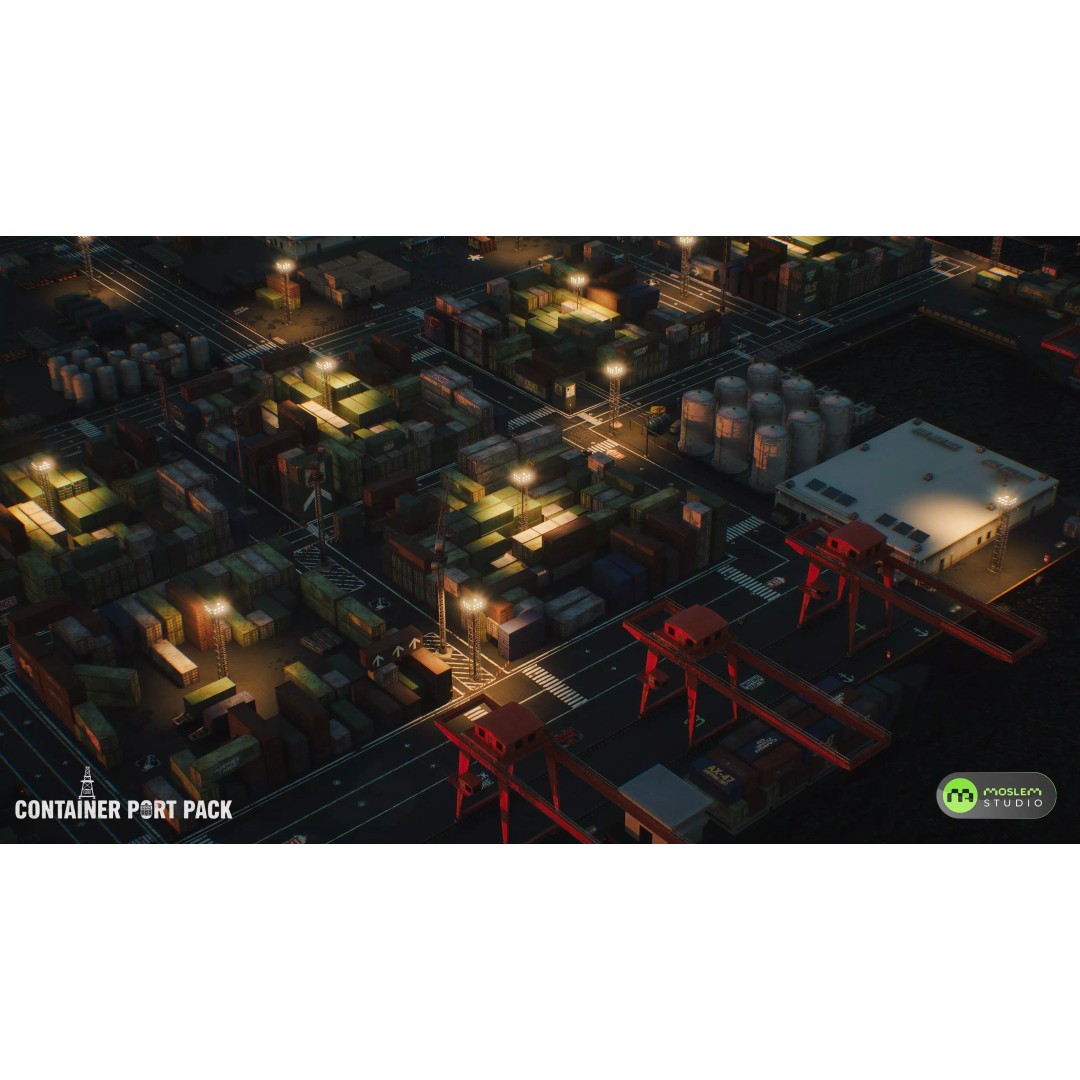 Realistic Modular Container Port 3D Model – Low Poly Game Asset, FBX - View 5