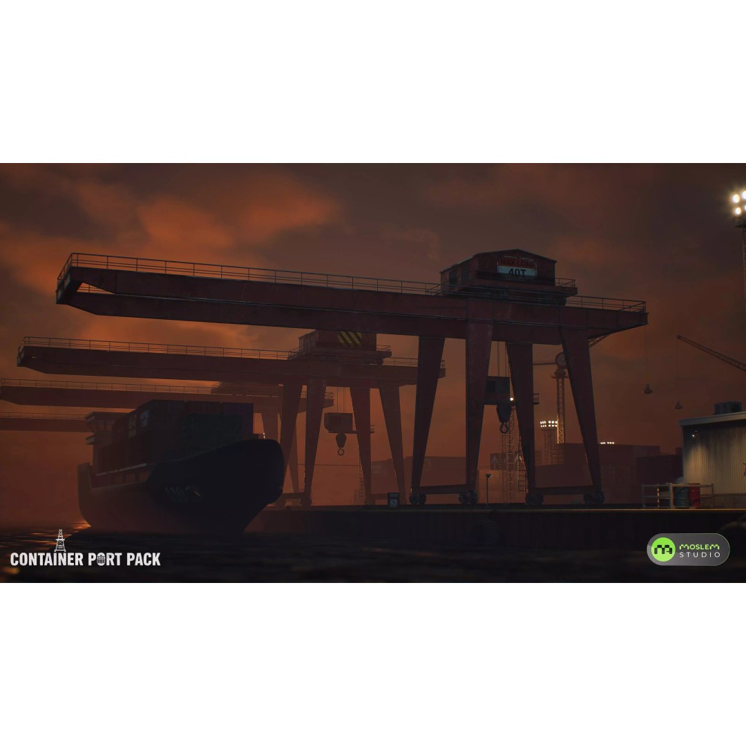 Realistic Modular Container Port 3D Model – Low Poly Game Asset, FBX - View 7