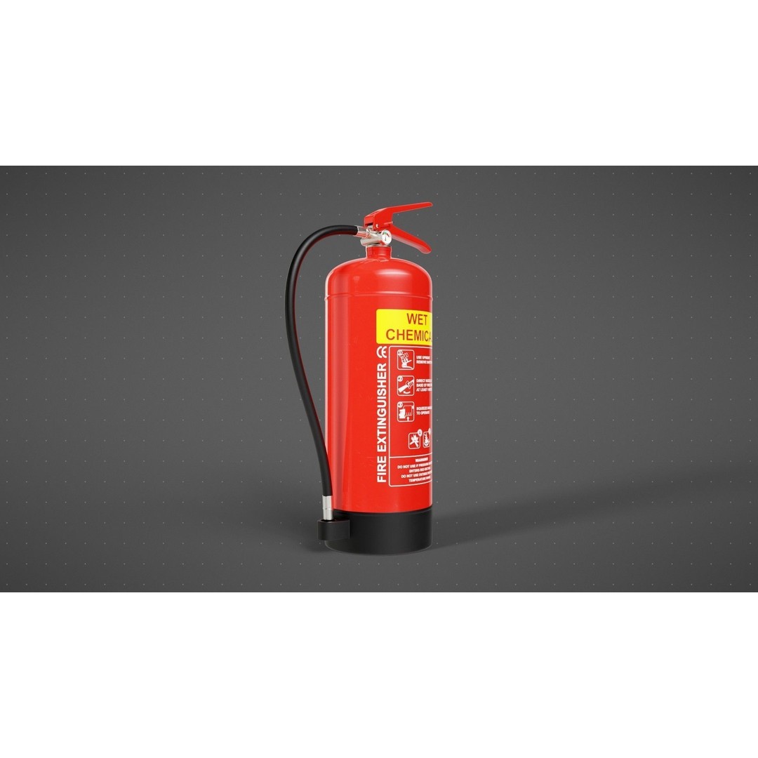 Wet Chemical Fire Extinguisher 3D Model – High Poly PBR Asset, Blender, FBX - View 3