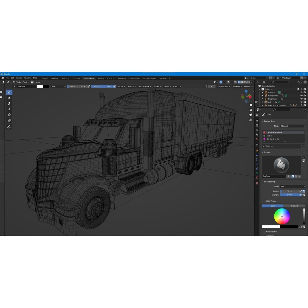 International LoneStar Sleeper Semi Truck 3D Model – Detailed Vehicle Asset, FBX, OBJ