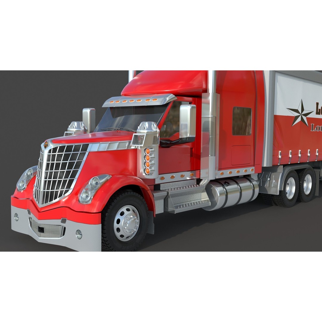 International LoneStar Sleeper Semi Truck 3D Model – Detailed Vehicle Asset, FBX, OBJ - View 10