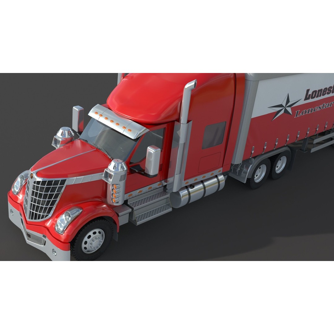 International LoneStar Sleeper Semi Truck 3D Model – Detailed Vehicle Asset, FBX, OBJ - View 11