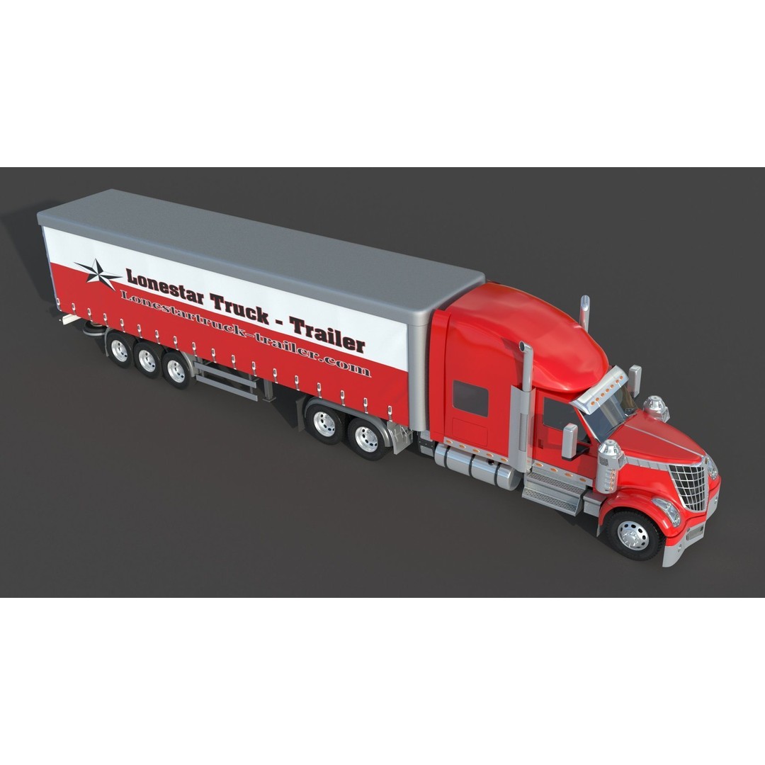 International LoneStar Sleeper Semi Truck 3D Model – Detailed Vehicle Asset, FBX, OBJ - View 12