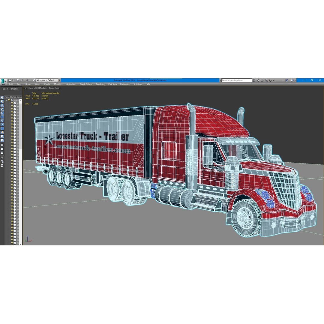 International LoneStar Sleeper Semi Truck 3D Model – Detailed Vehicle Asset, FBX, OBJ - View 13