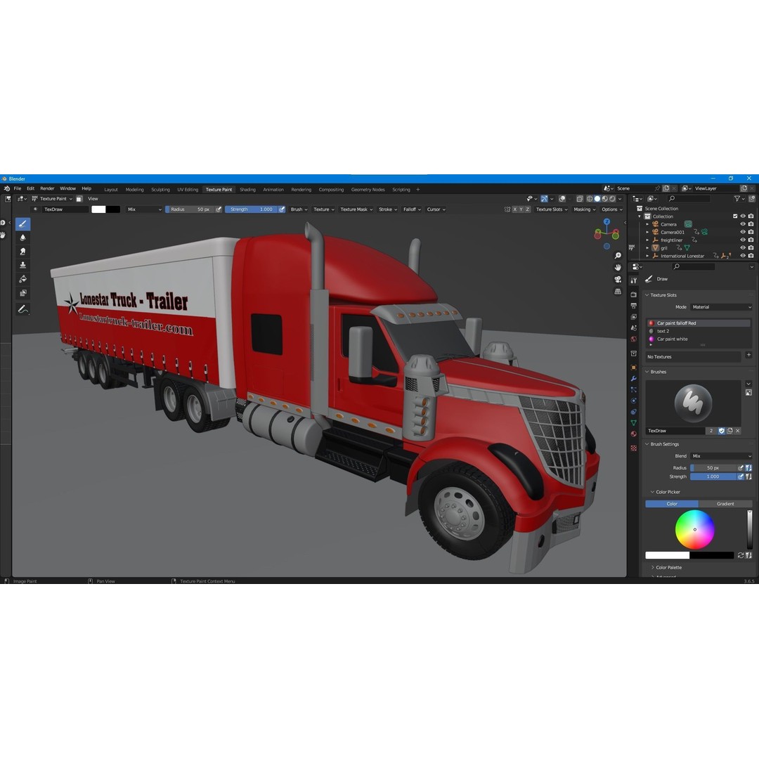 International LoneStar Sleeper Semi Truck 3D Model – Detailed Vehicle Asset, FBX, OBJ - View 14