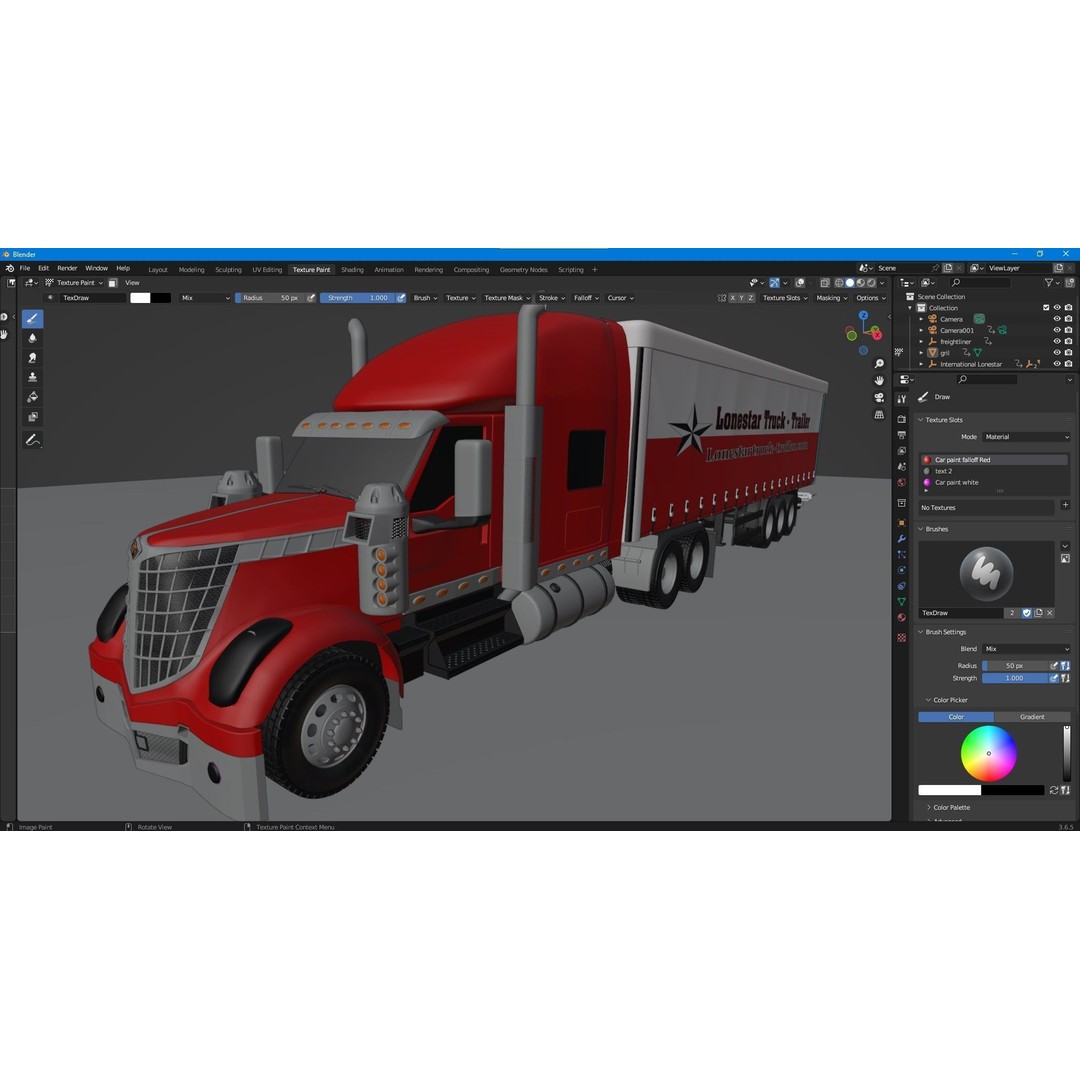 International LoneStar Sleeper Semi Truck 3D Model – Detailed Vehicle Asset, FBX, OBJ - View 15