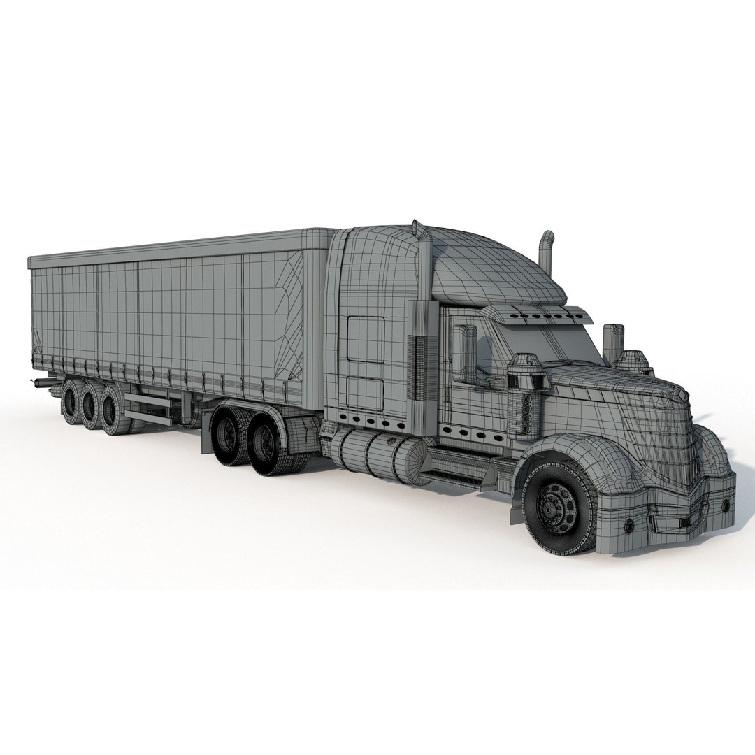 International LoneStar Sleeper Semi Truck 3D Model – Detailed Vehicle Asset, FBX, OBJ - View 16