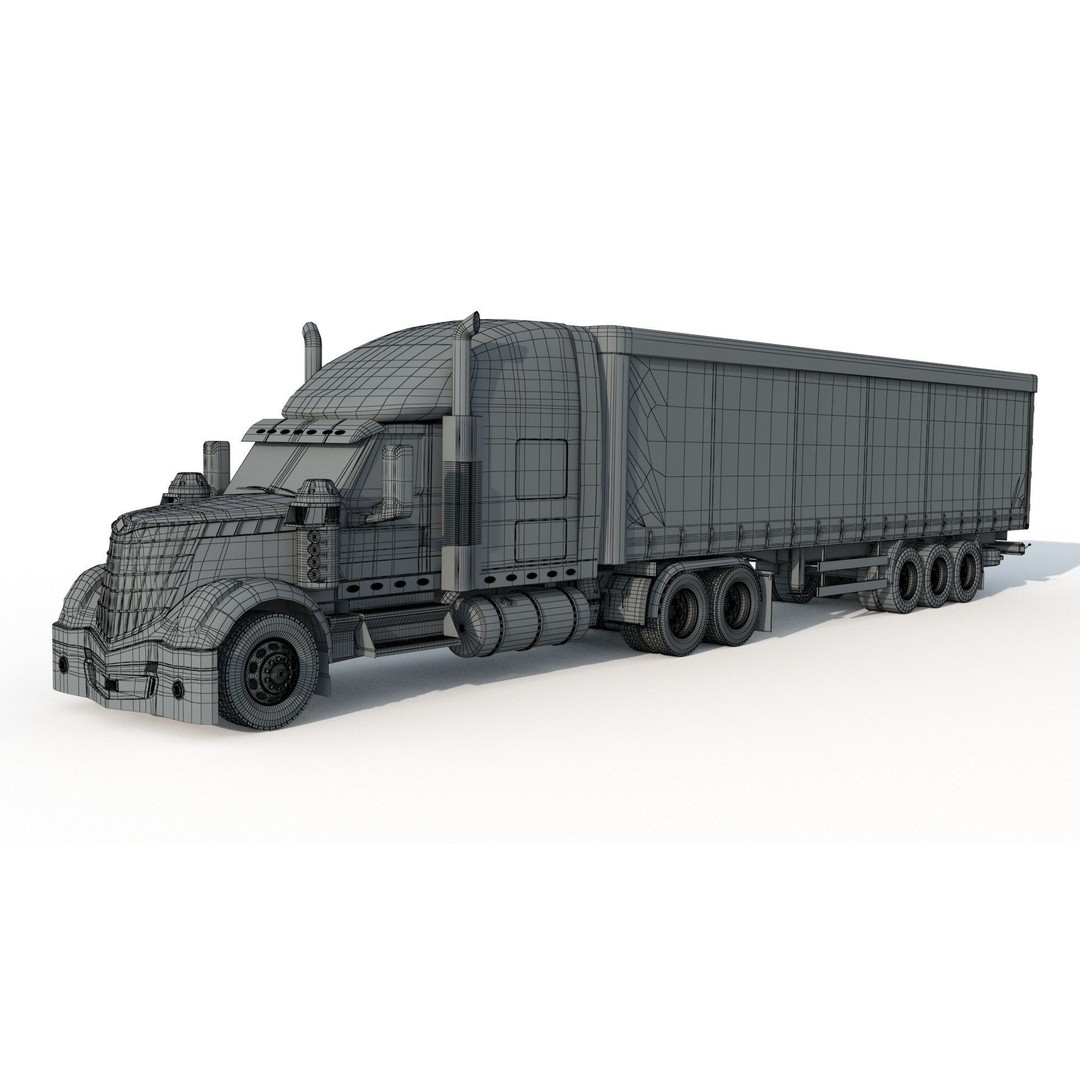 International LoneStar Sleeper Semi Truck 3D Model – Detailed Vehicle Asset, FBX, OBJ - View 17