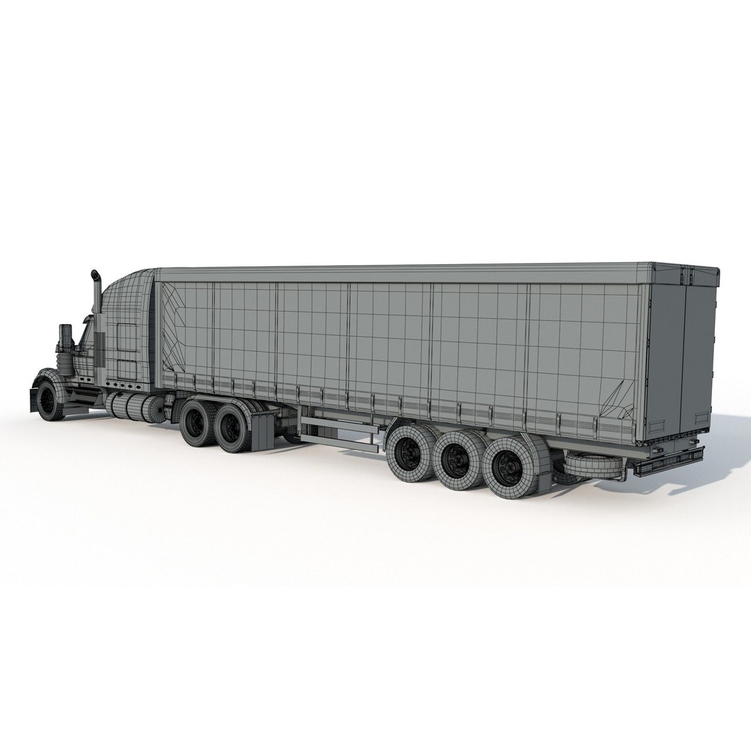 International LoneStar Sleeper Semi Truck 3D Model – Detailed Vehicle Asset, FBX, OBJ - View 18