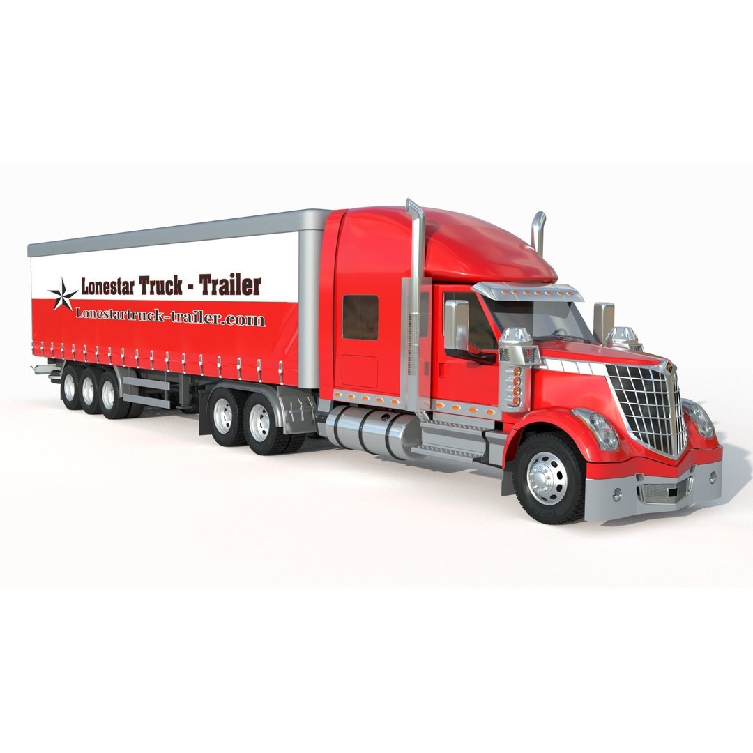 International LoneStar Sleeper Semi Truck 3D Model – Detailed Vehicle Asset, FBX, OBJ - View 3