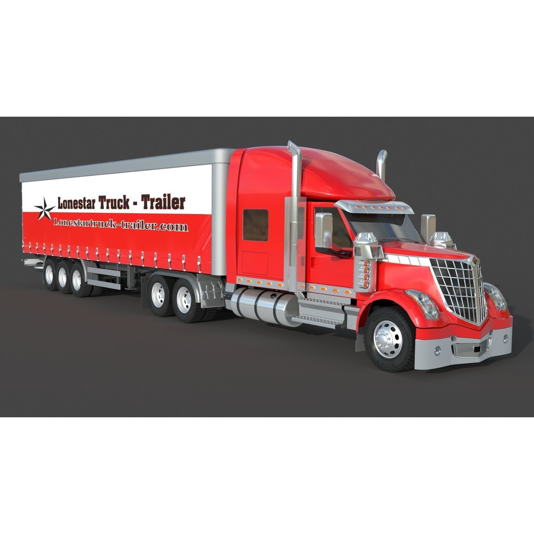 International LoneStar Sleeper Semi Truck 3D Model – Detailed Vehicle Asset, FBX, OBJ - View 4