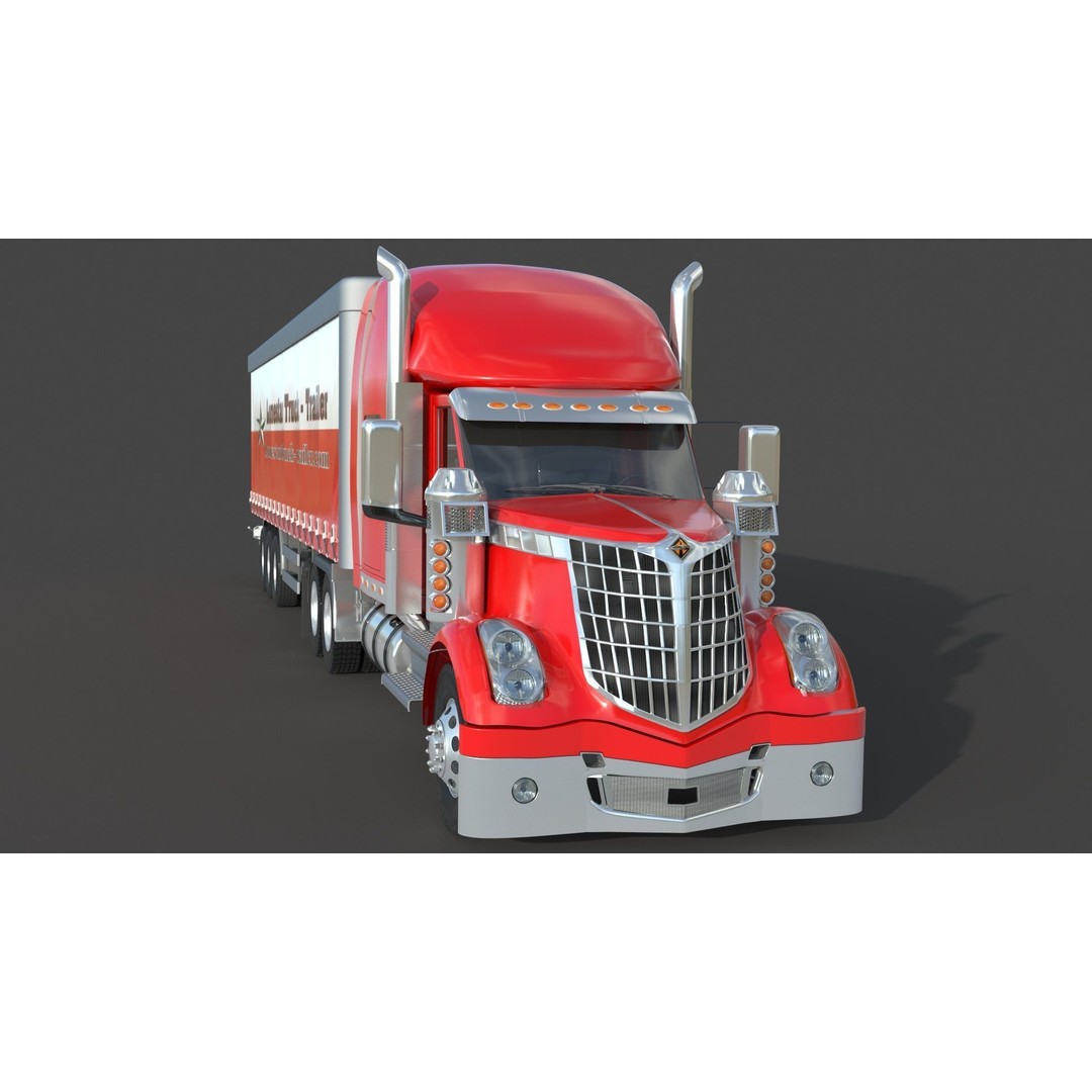 International LoneStar Sleeper Semi Truck 3D Model – Detailed Vehicle Asset, FBX, OBJ - View 5