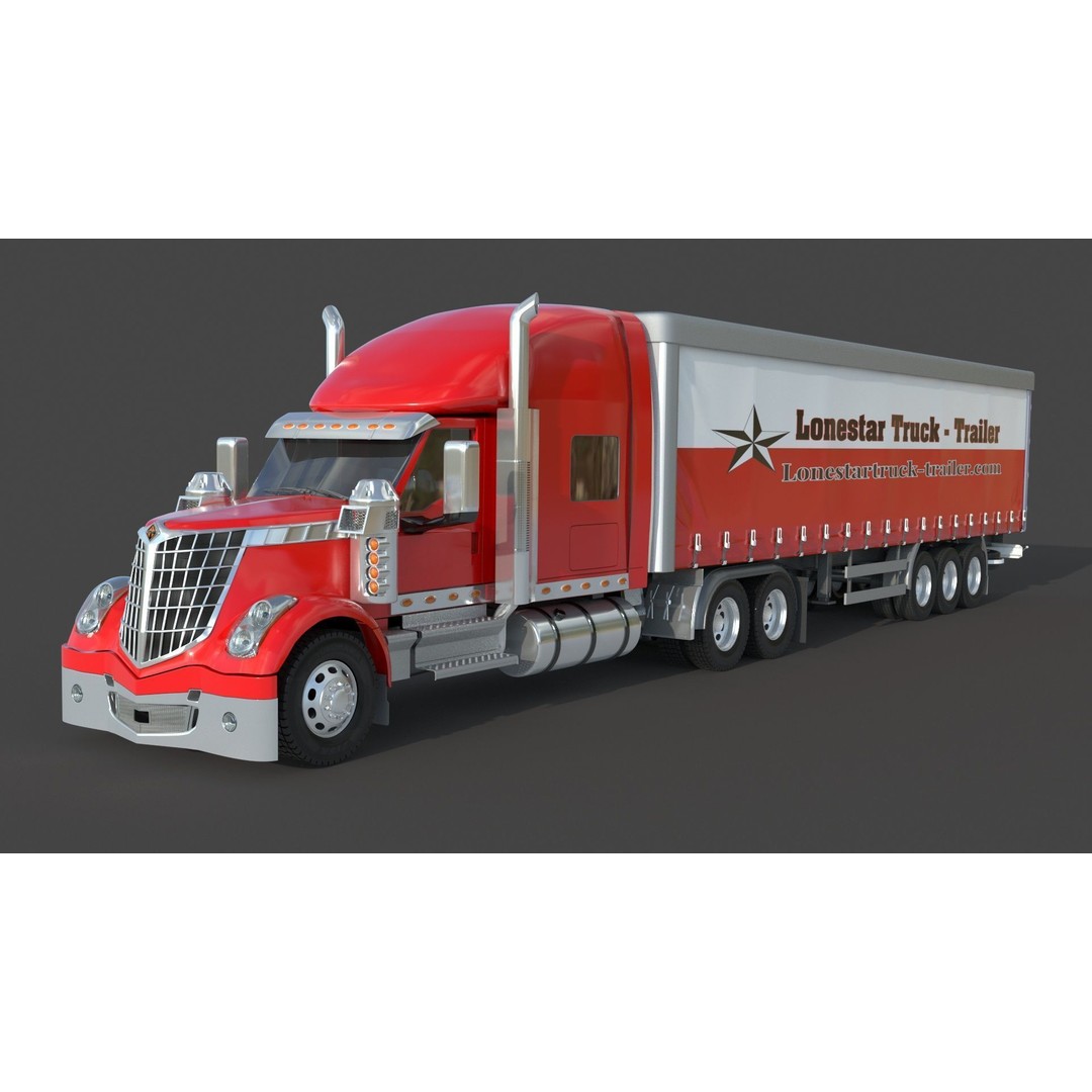 International LoneStar Sleeper Semi Truck 3D Model – Detailed Vehicle Asset, FBX, OBJ - View 6