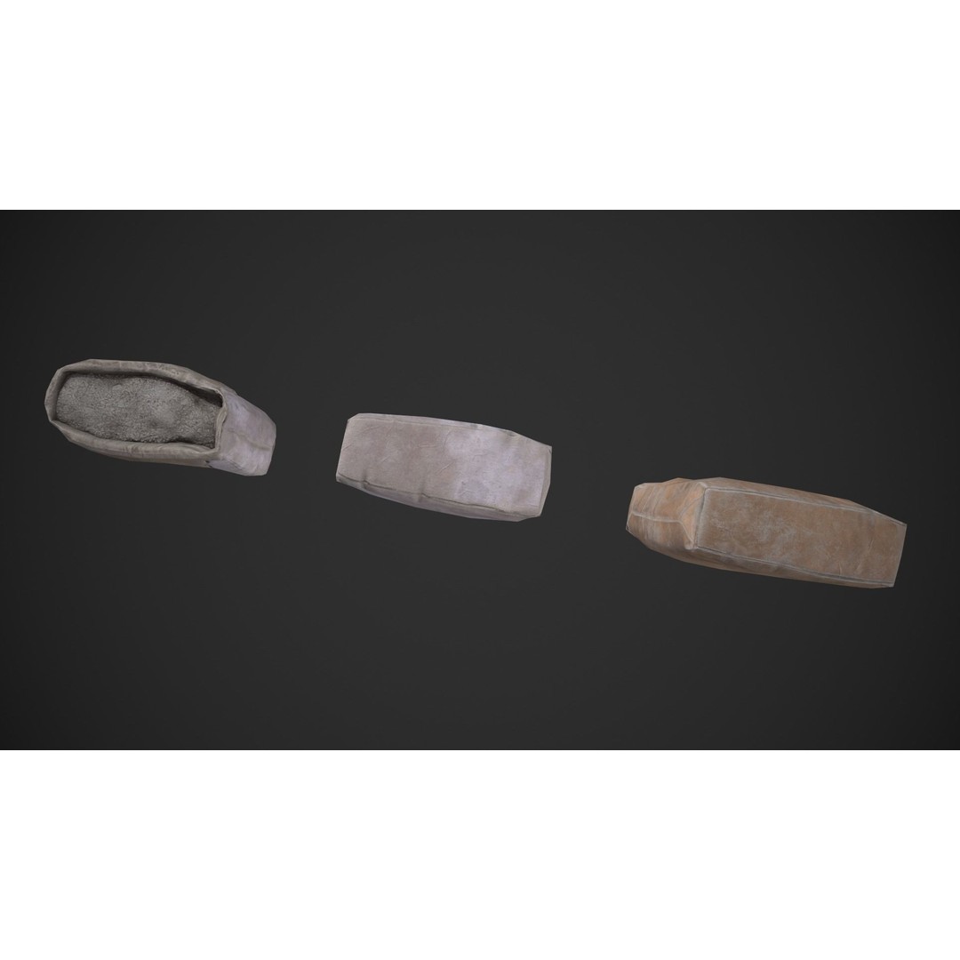 Cement Bags 3D Model – Low Poly Game Asset with PBR Textures - View 7