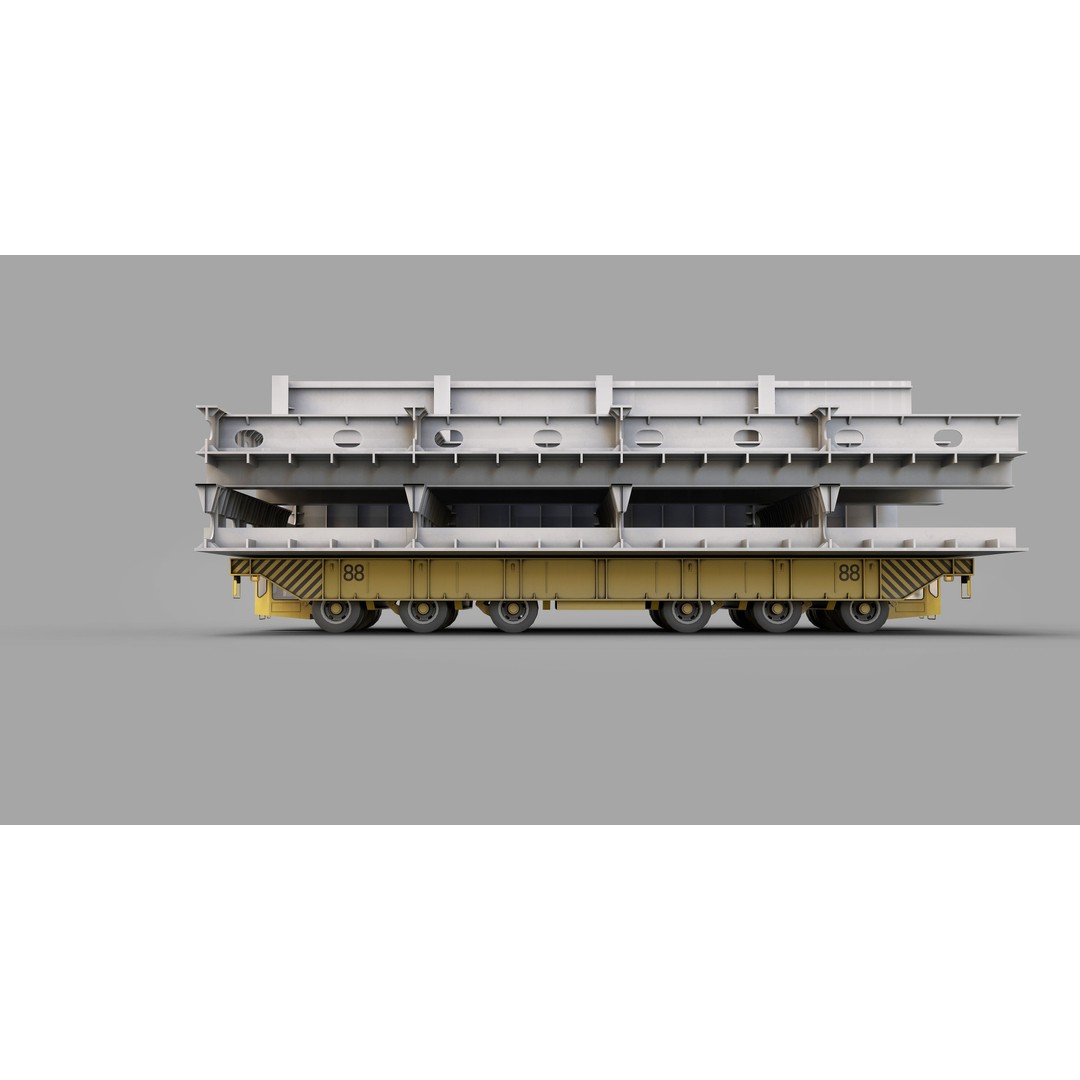 Shipyard Transporter 3D Model – Realistic Industrial Trailer, FBX - View 10