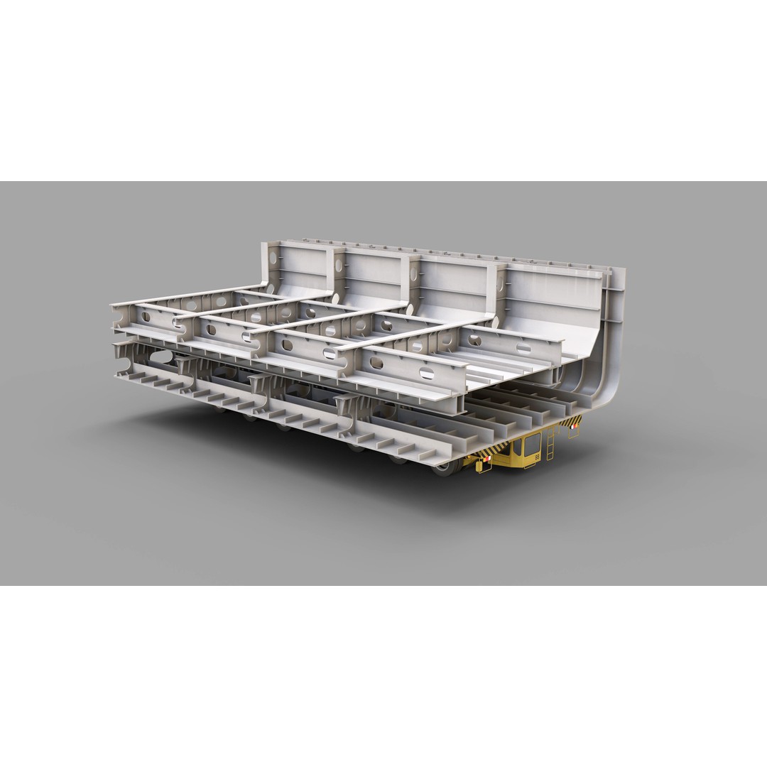 Shipyard Transporter 3D Model – Realistic Industrial Trailer, FBX - View 11
