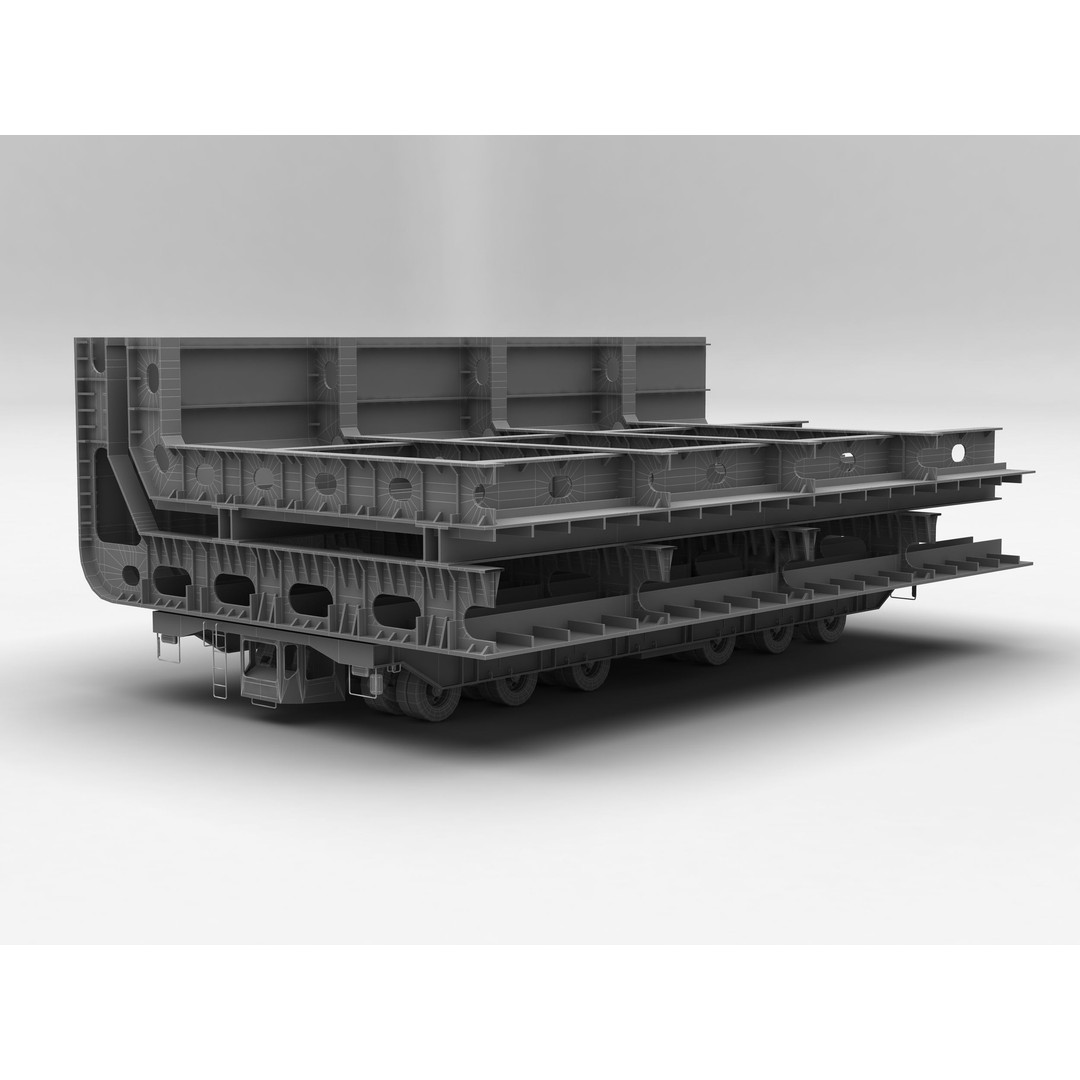 Shipyard Transporter 3D Model – Realistic Industrial Trailer, FBX - View 12