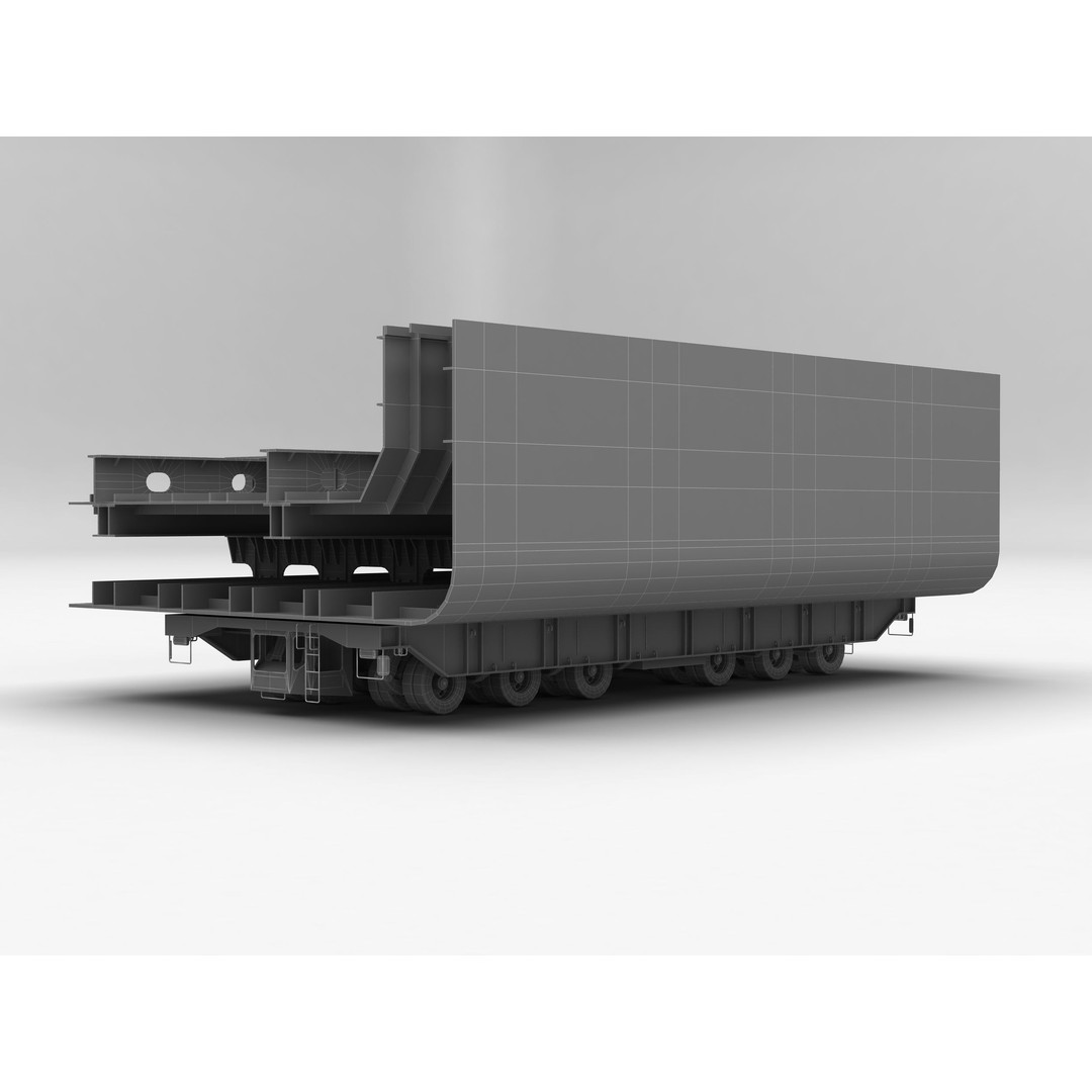 Shipyard Transporter 3D Model – Realistic Industrial Trailer, FBX - View 13