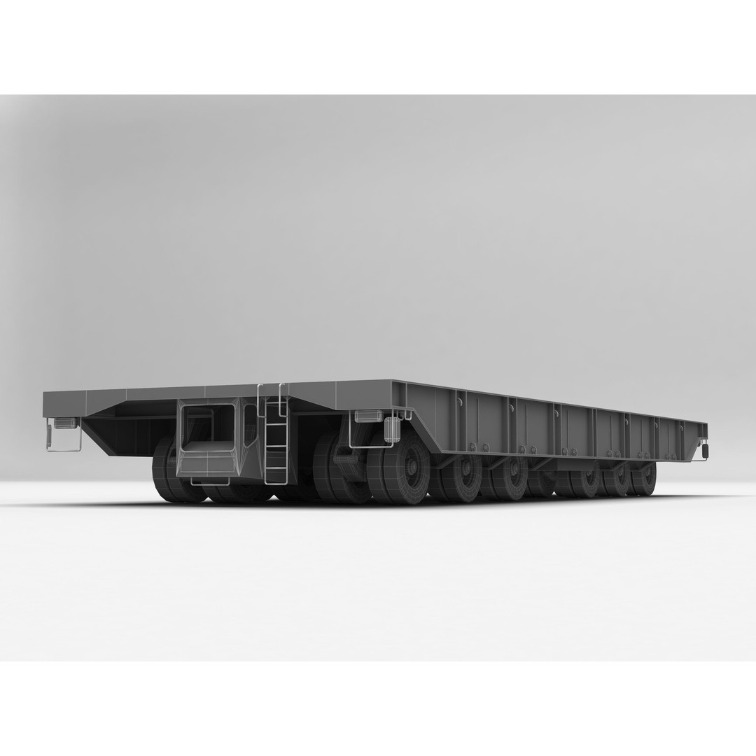 Shipyard Transporter 3D Model – Realistic Industrial Trailer, FBX - View 14