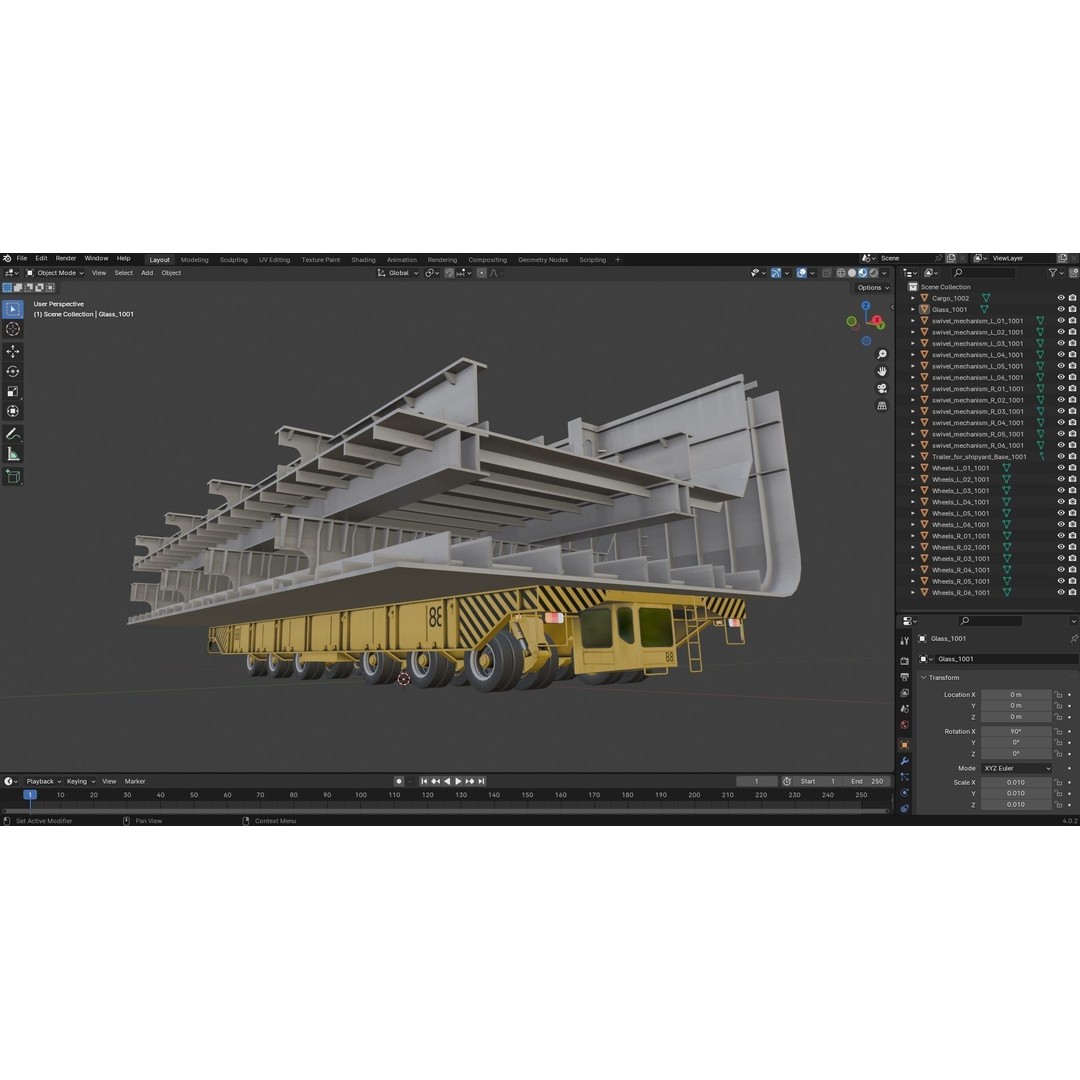 Shipyard Transporter 3D Model – Realistic Industrial Trailer, FBX - View 16