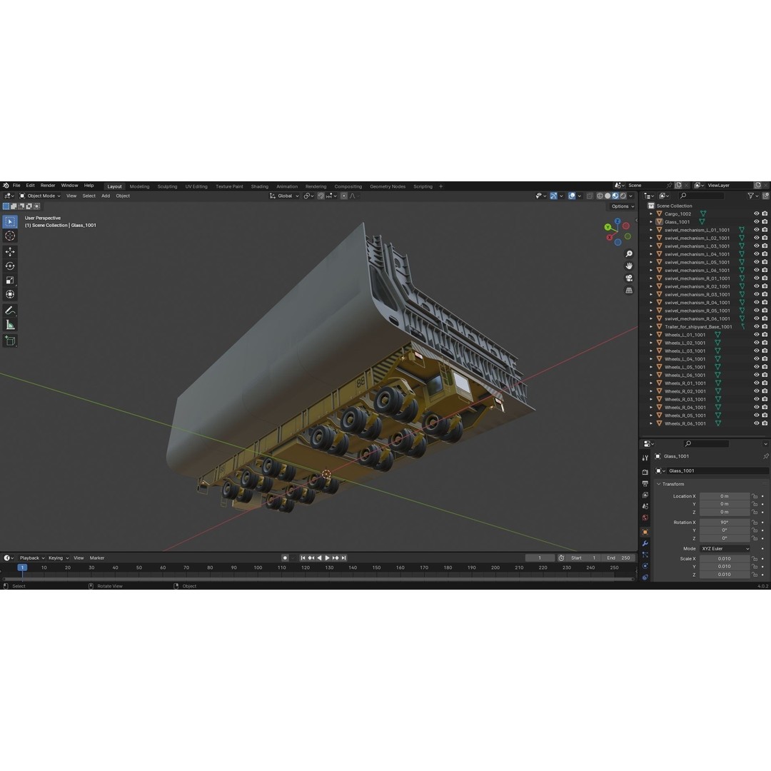 Shipyard Transporter 3D Model – Realistic Industrial Trailer, FBX - View 17