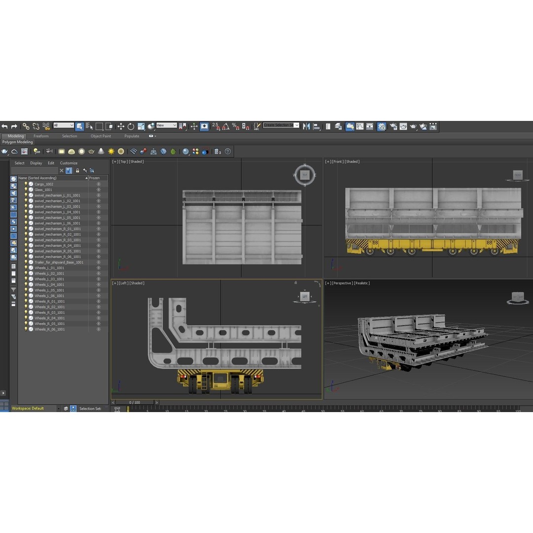 Shipyard Transporter 3D Model – Realistic Industrial Trailer, FBX - View 18