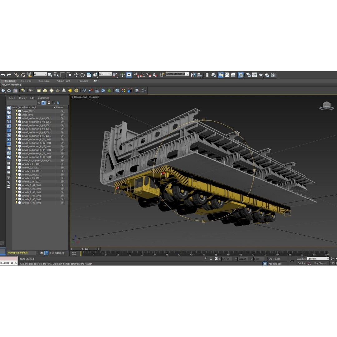 Shipyard Transporter 3D Model – Realistic Industrial Trailer, FBX - View 19