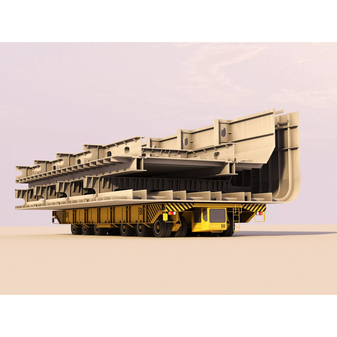 Shipyard Transporter 3D Model – Realistic Industrial Trailer, FBX - View 2