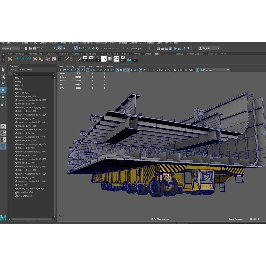 Shipyard Transporter 3D Model – Realistic Industrial Trailer, FBX - View 20