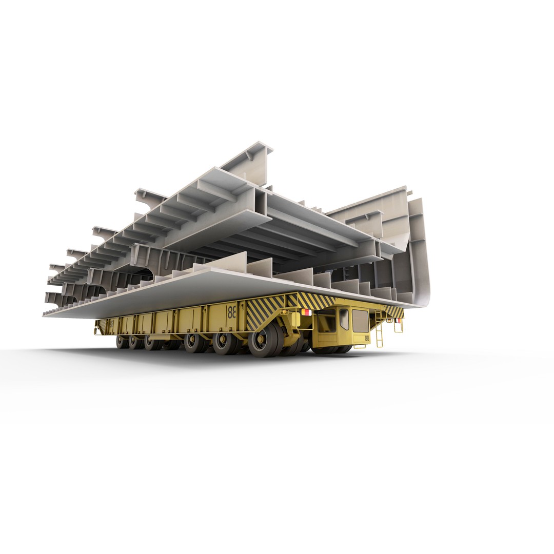 Shipyard Transporter 3D Model – Realistic Industrial Trailer, FBX - View 4