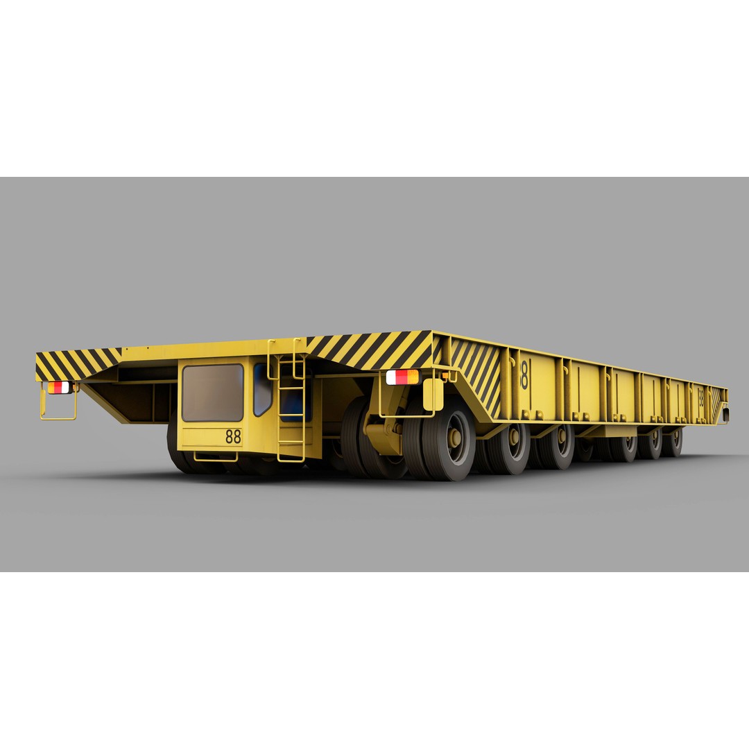 Shipyard Transporter 3D Model – Realistic Industrial Trailer, FBX - View 6
