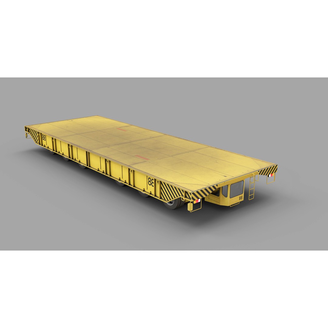 Shipyard Transporter 3D Model – Realistic Industrial Trailer, FBX - View 7