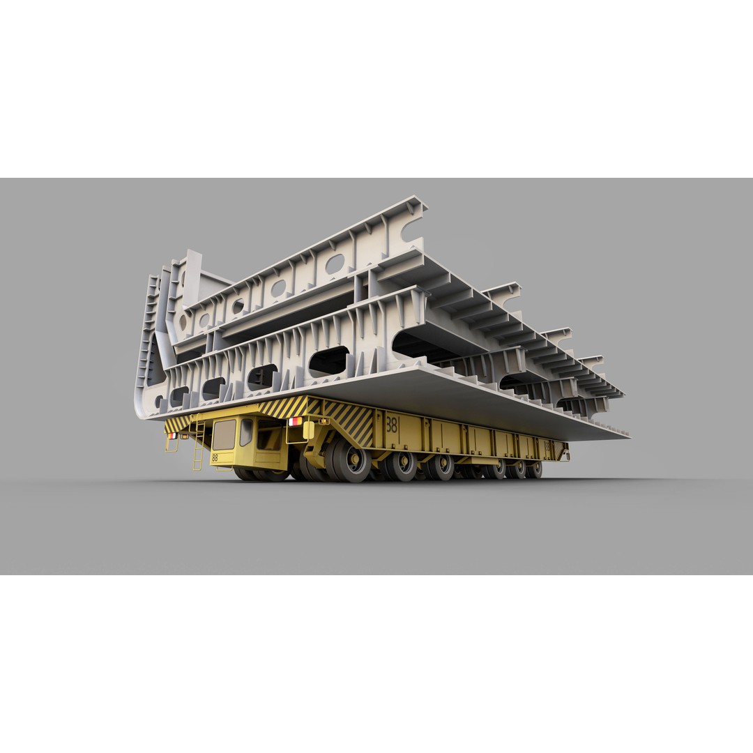 Shipyard Transporter 3D Model – Realistic Industrial Trailer, FBX - View 8
