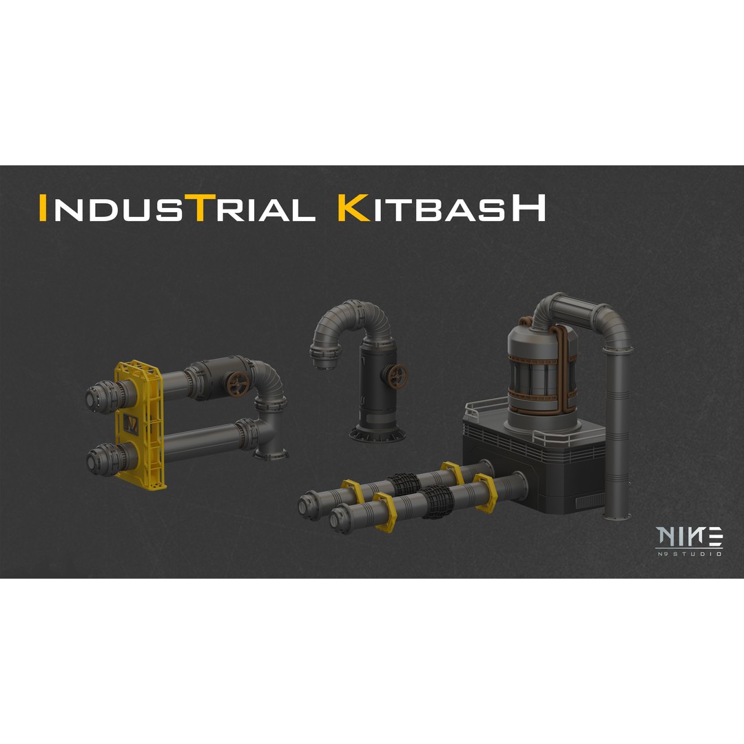 Industrial Kitbash-V4 3D Model – Modular Sci-Fi Components, FBX/OBJ - View 6
