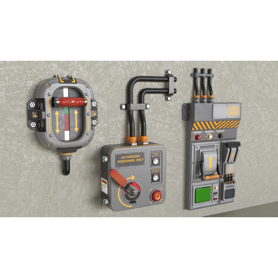 Control Panel 3D Model – Low Poly PBR Textured Kit, FBX & OBJ - View 11