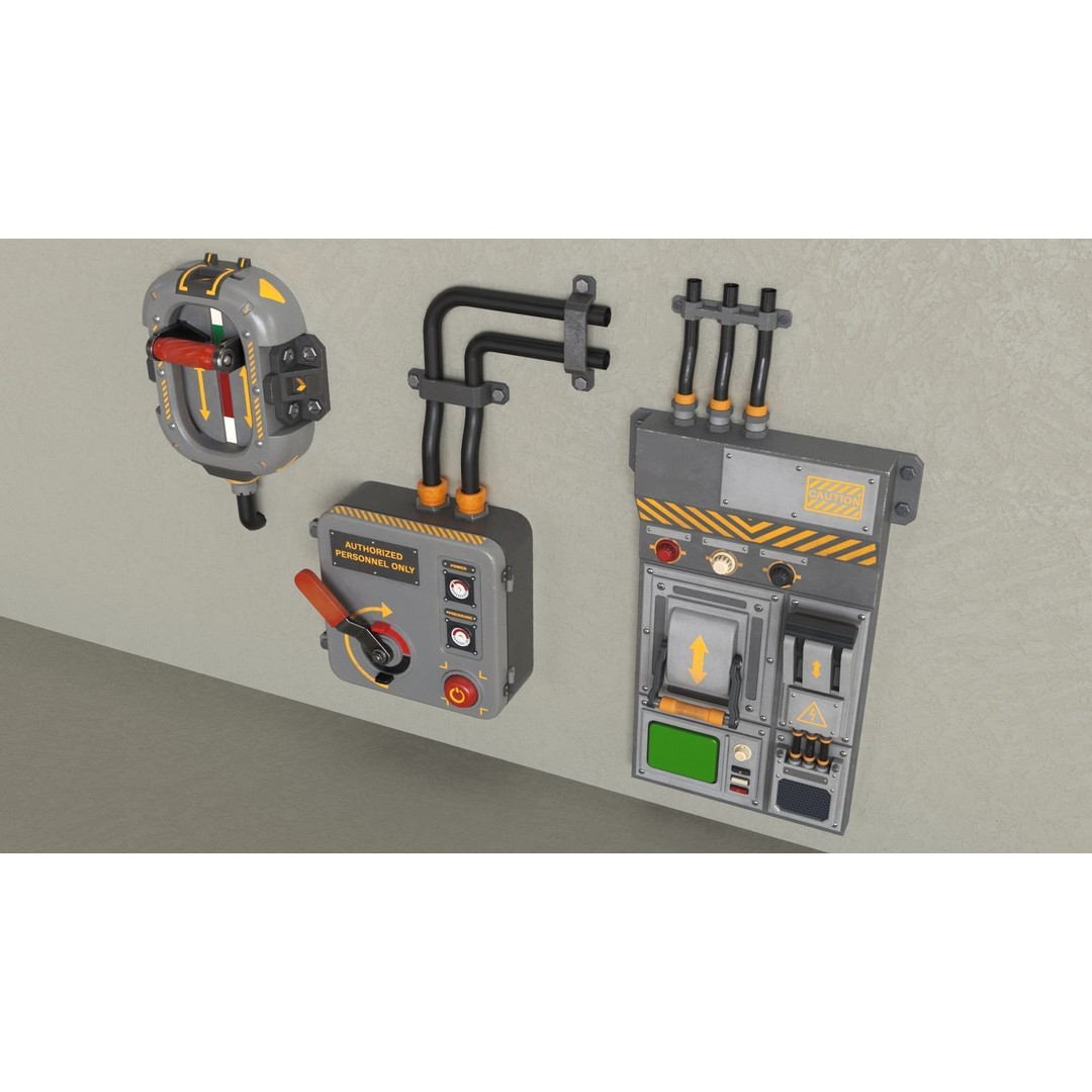 Control Panel 3D Model – Low Poly PBR Textured Kit, FBX & OBJ - View 12